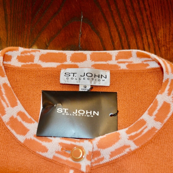 🆕🏷️  St. John Collection Santana Knit Orange  Cropped Cardigan - Picture 5 of 12